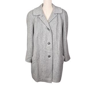Vintage Alorna Women's Wool Gray Coat USA Made Minimalist Comfort Casual Office